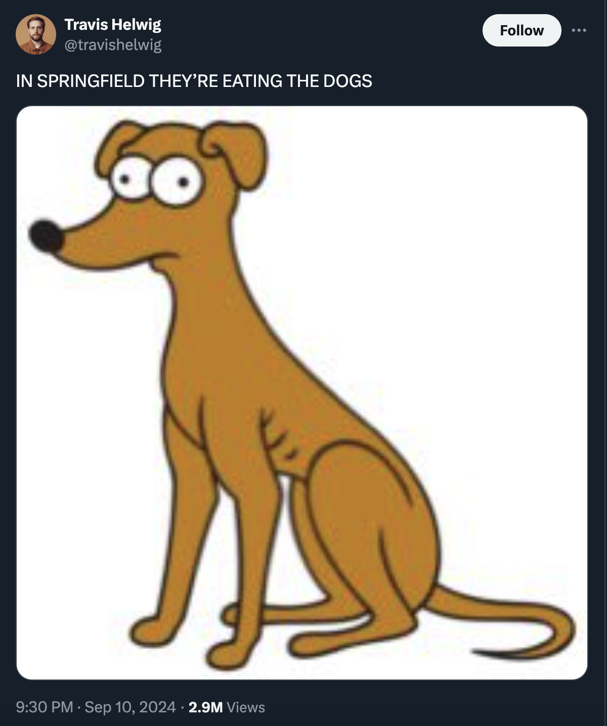 cartoon dog - Travis Helwig In Springfield They'Re Eating The Dogs 2.9M Views